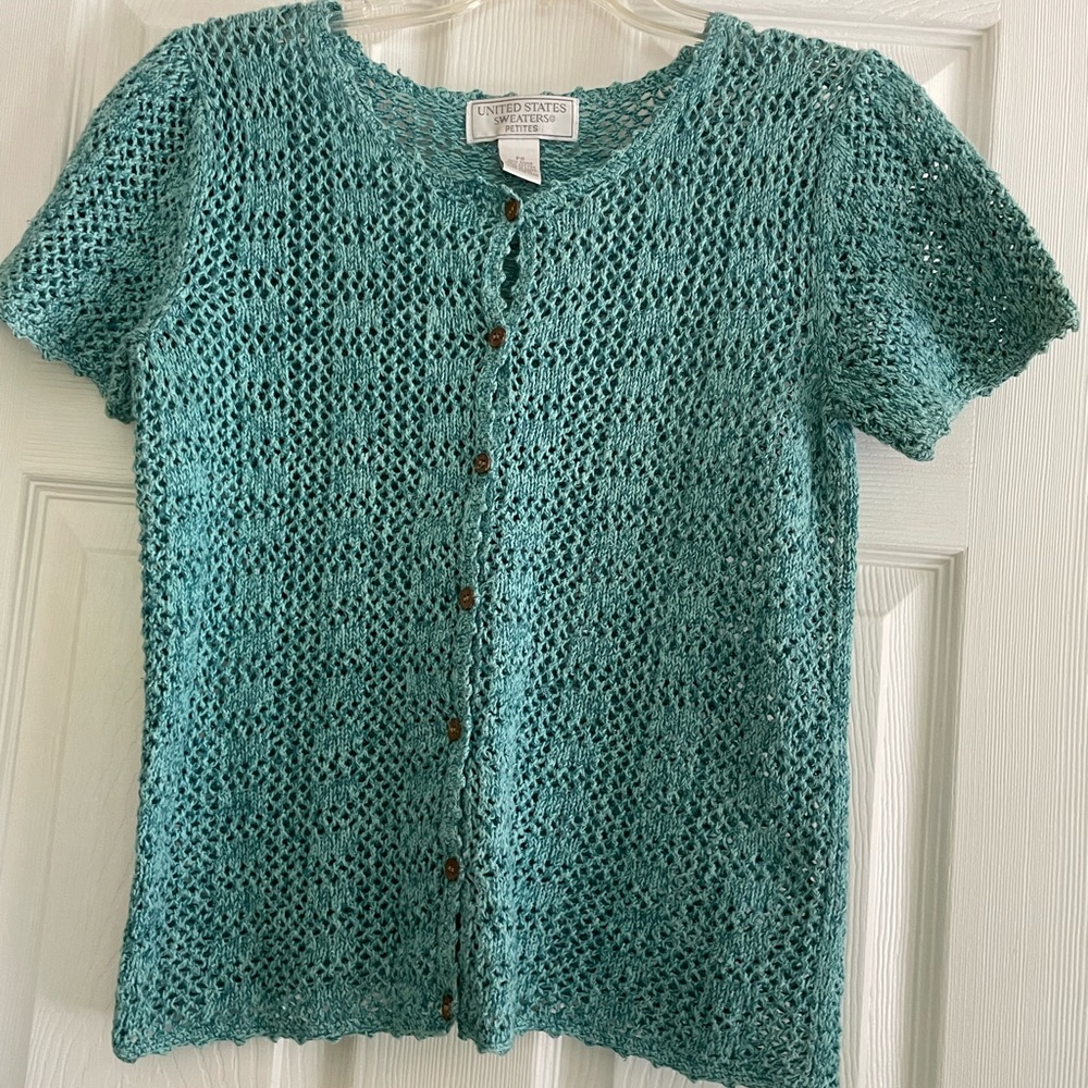 United States Sweaters teal blue cotton knit sweater
